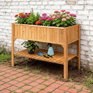2 Tier Raised Garden Bed Fir Wood 123×57×76cm