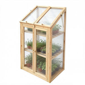 3-Tier Solid Wood Mini Greenhouse with Twin-Wall Polycarbonate Panels