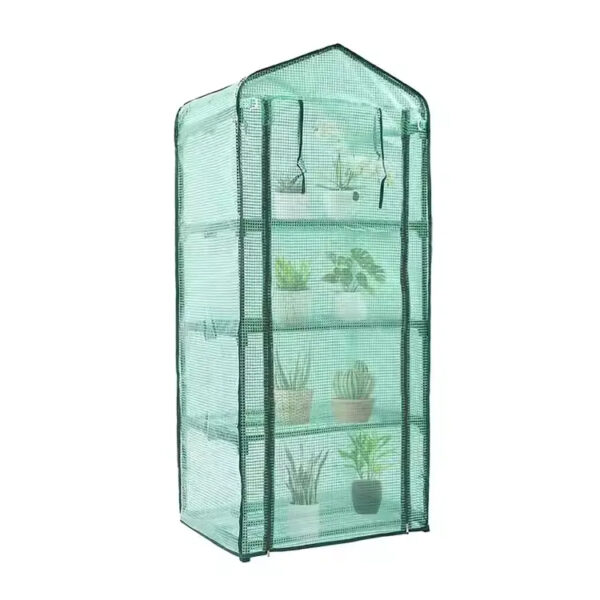 4-Tier Portable Greenhouse with Transparent Cover and Roll-Up Zipper Door