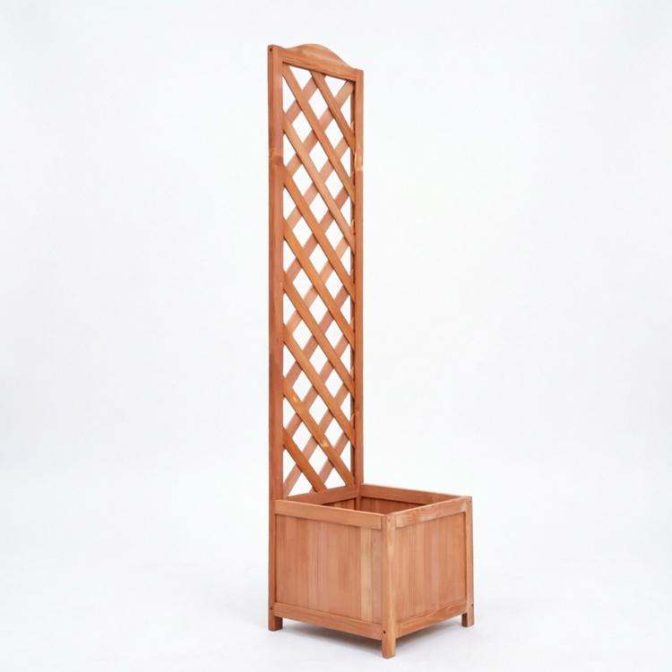 Arched Diamond Lattice Wooden Planter with Integrated Climbing Trellis