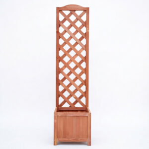 Arched Diamond Lattice Wooden Planter with Integrated Climbing Trellis