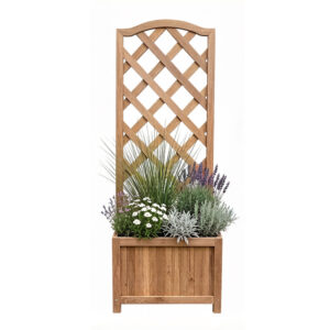 Arched Diamond Lattice Wooden Planter with Integrated Climbing Trellis