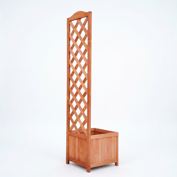 Arched Diamond Lattice Wooden Planter with Integrated Climbing Trellis - Image 3