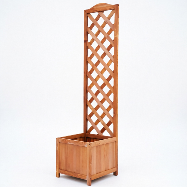 Arched Diamond Lattice Wooden Planter with Integrated Climbing Trellis