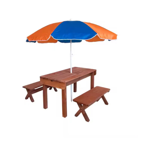 Convertible 3-in-1 Sand and Water Activity Table with Removable Benches and Umbrella