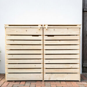 Double Wooden Wheelie Bin Store with Slatted Ventilation Design
