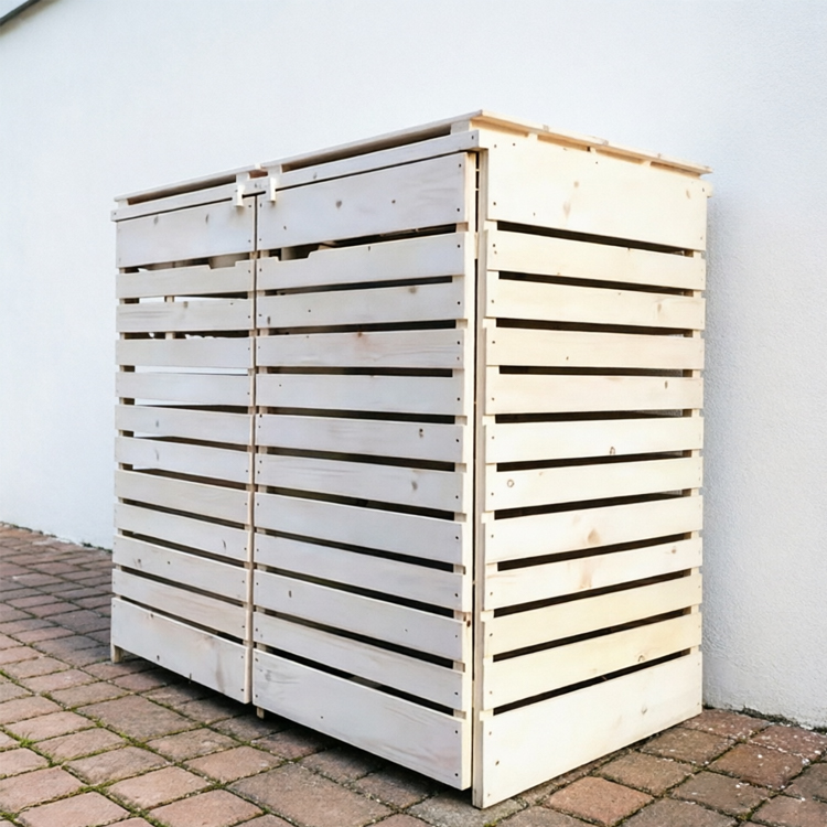 Double Wooden Wheelie Bin Store with Slatted Ventilation Design - Image 3