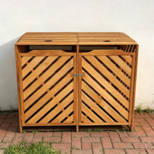 Dual-Compartment Wooden Wheelie Bin Storage Shed