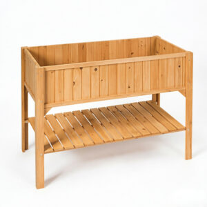 Elevated Wooden Garden Planter Box with Storage Shelf