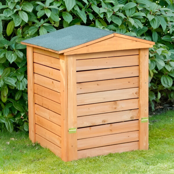 Hinged Lid Wooden Compost Bin with Dual Access Doors
