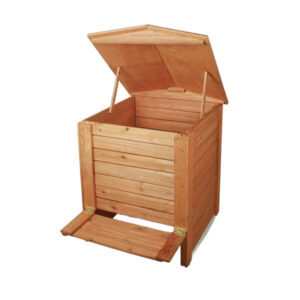 Hinged Lid Wooden Compost Bin with Dual Access Doors