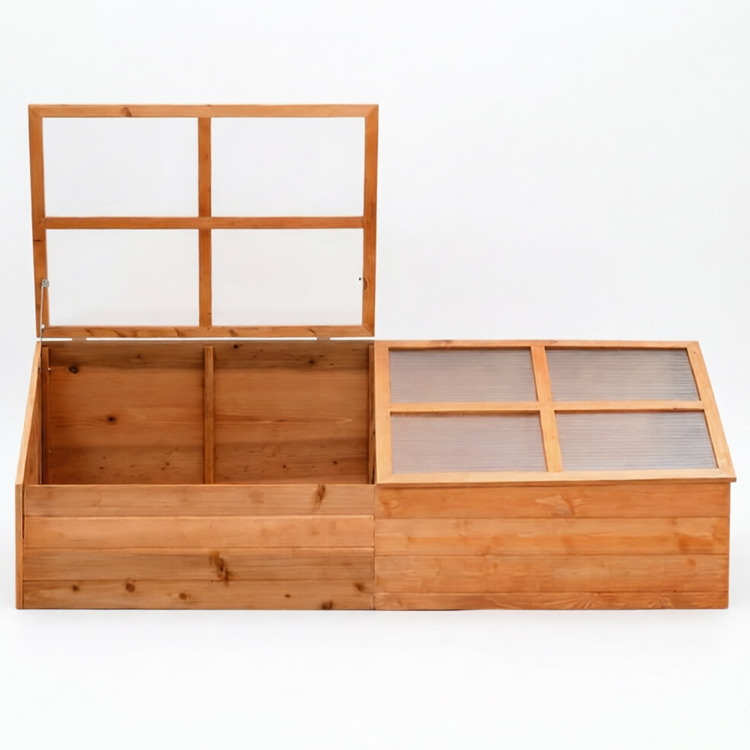 Large Wooden Cold Frame Greenhouse with Adjustable Polycarbonate Lids