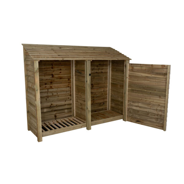 Long Narrow Outdoor Garden Shed with Firewood Storage