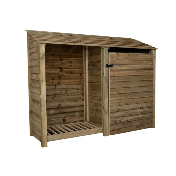 Long Narrow Outdoor Garden Shed with Firewood Storage