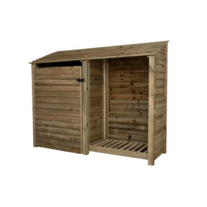 Long Narrow Outdoor Garden Shed with Firewood Storage