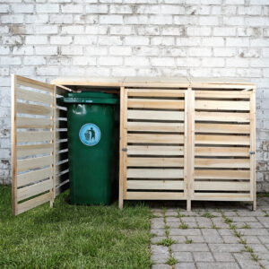 Outdoor Wood Garbage Bins Storage, 240L Bins​, 196×78×125cm