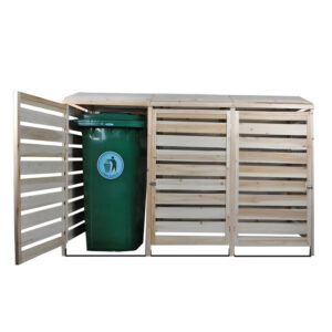 Outdoor Wooden Garbage Bin Storage Cover with Lid