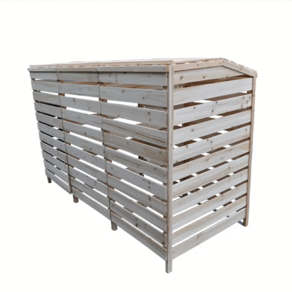Outdoor Wooden Garbage Bin Storage Cover with Lid