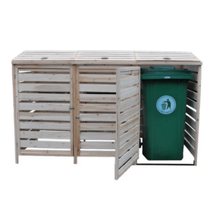 Outdoor Wooden Garbage Bin Storage Cover with Lid