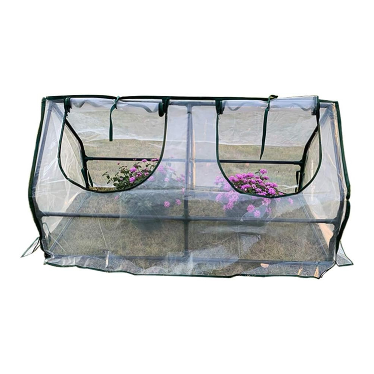 Portable Pop-Up Mini Greenhouse with Roll-Up Zipper Door