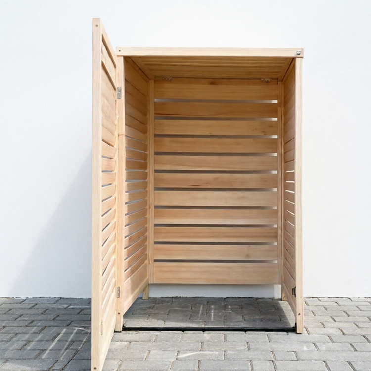 Premium Slatted Wooden Wheelie Bin Storage Shed - Image 3