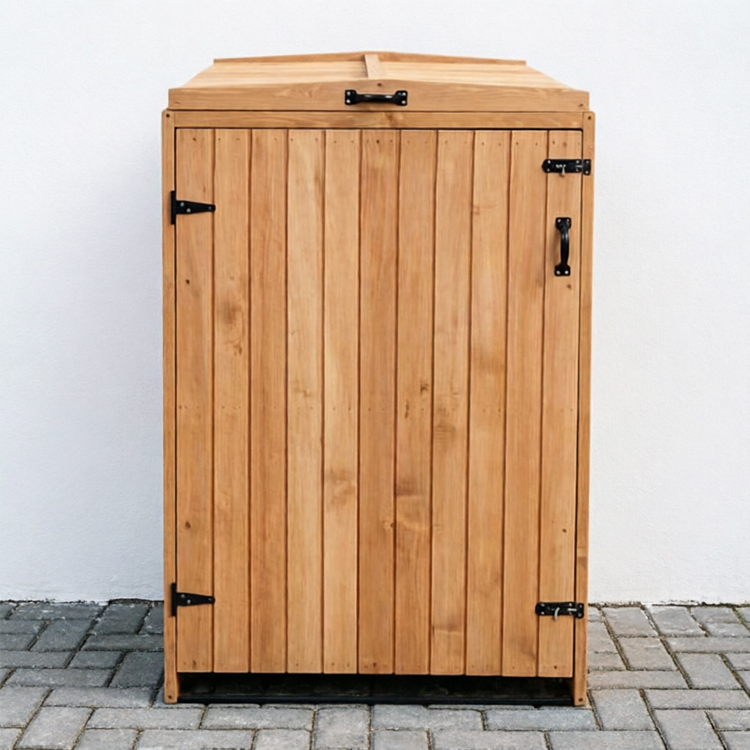 Premium Solid Wood Single Wheelie Bin Storage Shed with Lift-Up Lid - Image 2
