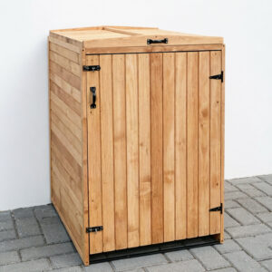 Premium Solid Wood Single Wheelie Bin Storage Shed with Lift-Up Lid