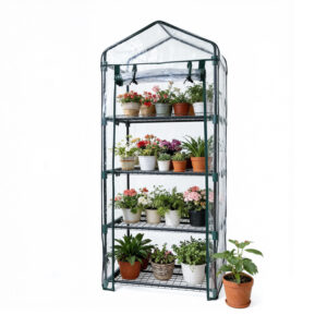 Vertical 4-Tier Portable Mini Greenhouse with Reinforced Transparent Cover