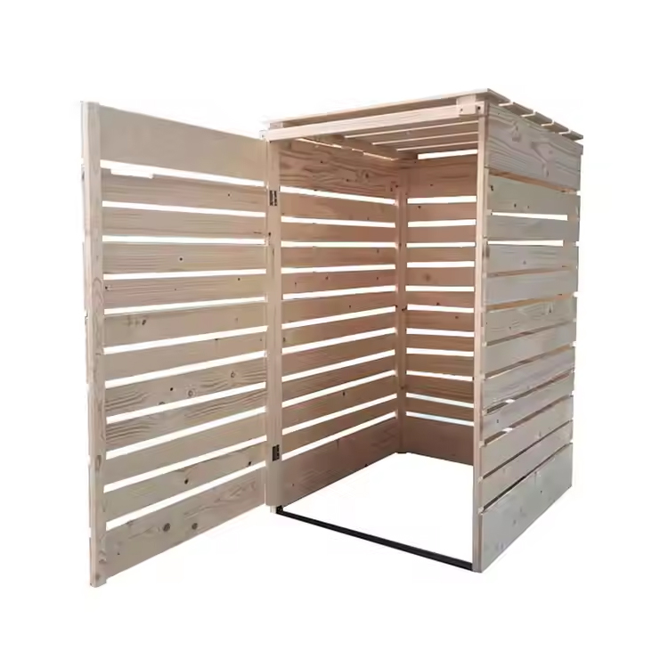 Rectangular Open-Top Wooden Garden Waste Storage Cabinet