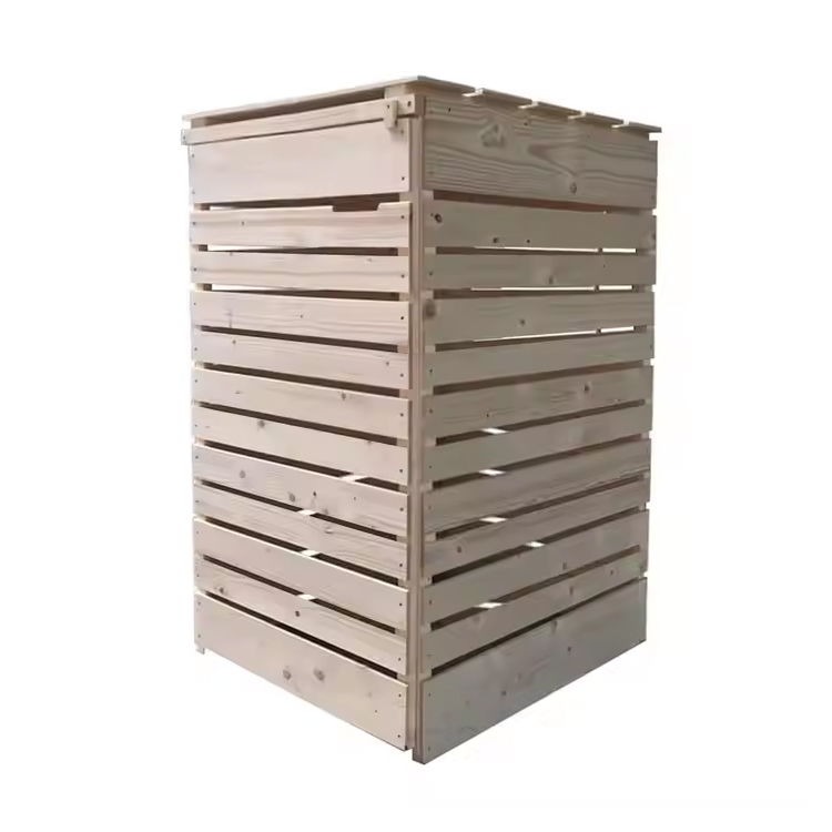 Rectangular Open-Top Wooden Garden Waste Storage Cabinet