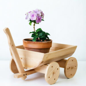 Rustic Solid Wood Wheelbarrow Planter Cart
