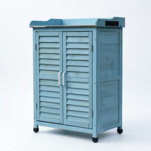 Solid Wood Outdoor Garden Storage Cabinet with Shutter Doors