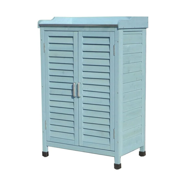 Weather-Resistant Wooden Outdoor Storage Cabinet with Three Shelves