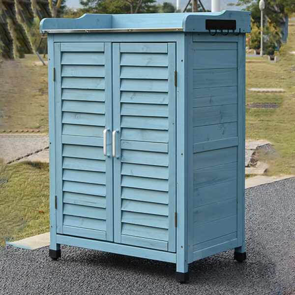 Weather-Resistant Wooden Outdoor Storage Cabinet with Three Shelves