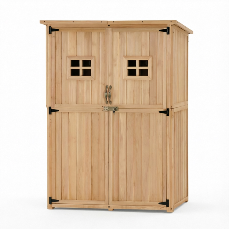 Wood Garden Storage Shed with Asphalt Roof and Windows