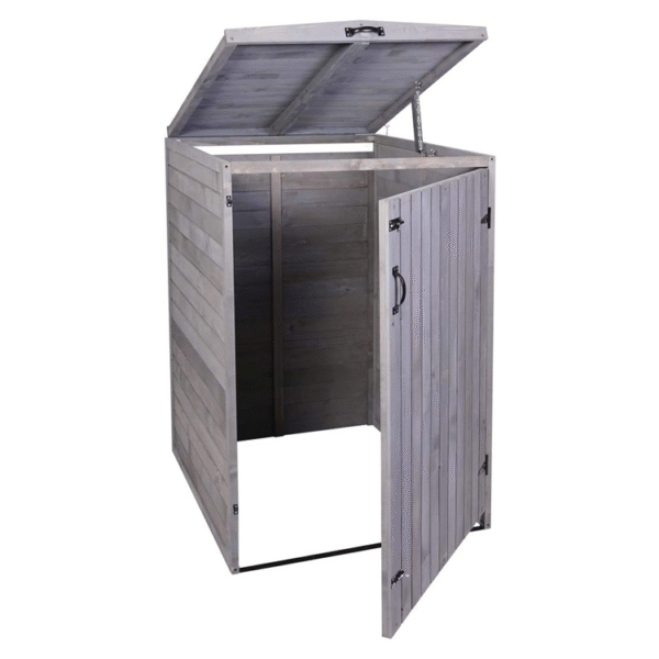 Wood Trash Bin Cover with Lockable Lid
