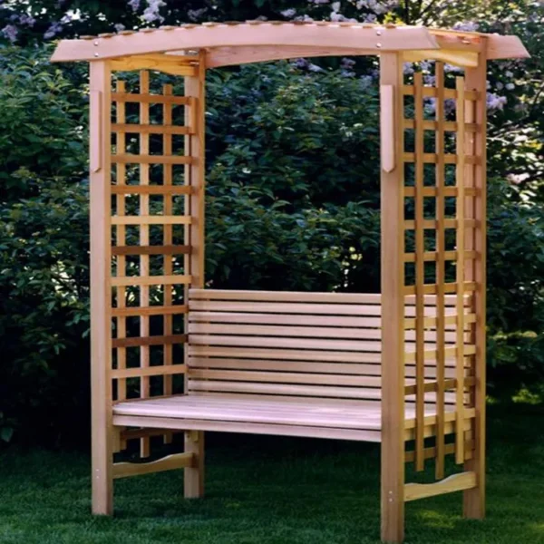 Wooden Garden Pergola Arch with Bench