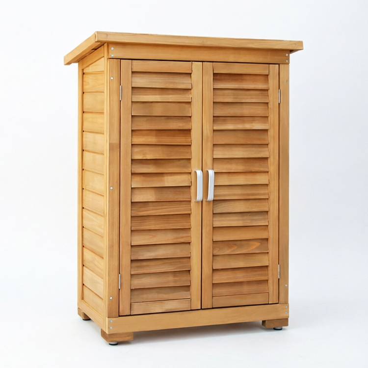 Wooden Garden Storage Cabinet with Shuttered Doors