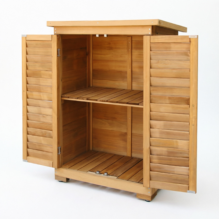 Wooden Garden Storage Cabinet with Shuttered Doors - Image 4