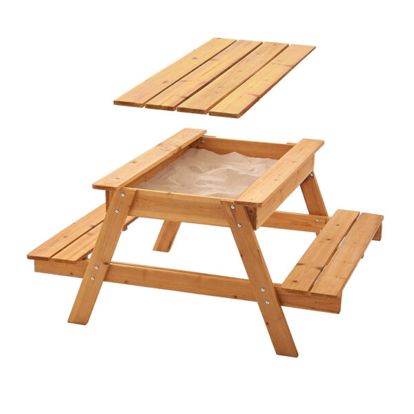 Wooden Picnic Table Sandpit Combo with Storage