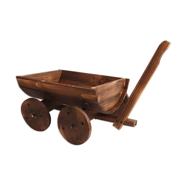 Wooden Wagon Planter Cart with Wheels and Handle