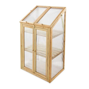 ​​Adjustable-Lid Wooden Greenhouse Cold Frame with Polycarbonate Panels​​