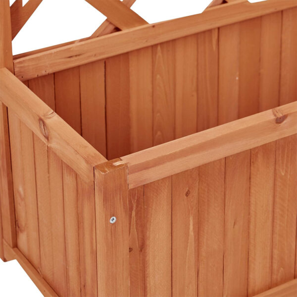 ​​Freestanding Wooden Planter Box with Integrated Trellis for Climbing Plants​​