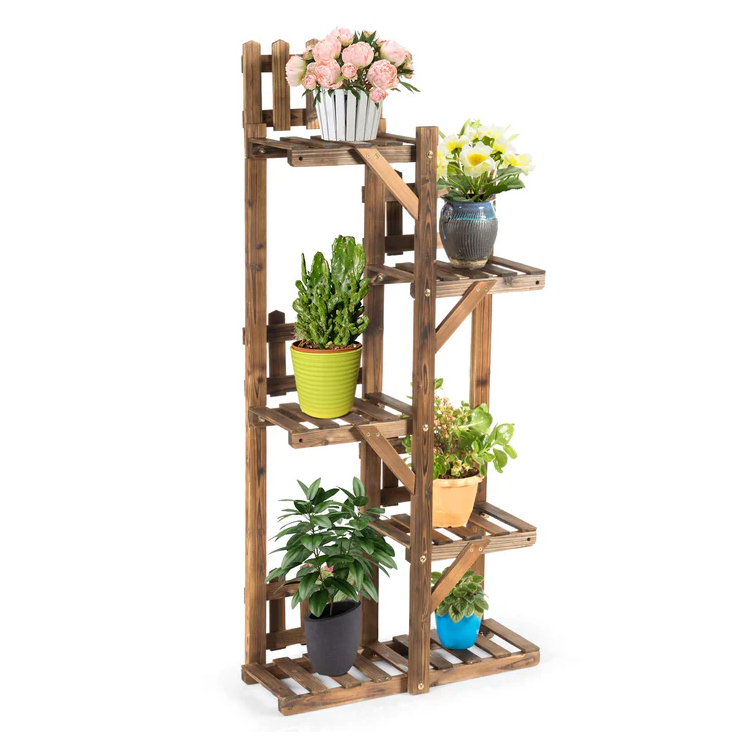 5-Tier Wooden Plant Ladder Stand for IndoorOutdoor Use
