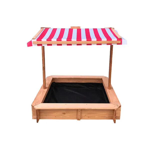 Adjustable Height Wooden Sandbox with Canopy