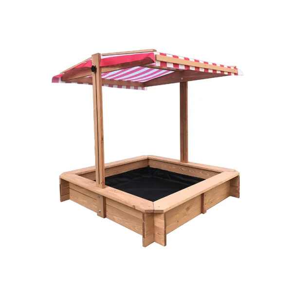 Adjustable Height Wooden Sandbox with Canopy