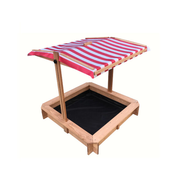 Adjustable Height Wooden Sandbox with Canopy