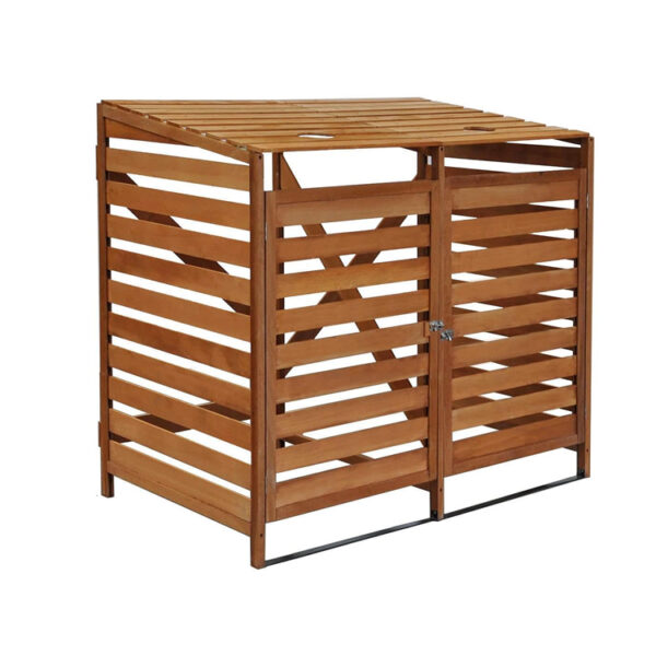 Dual Compartment Wooden Wheelie Bin Storage