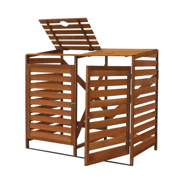 Dual Compartment Wooden Wheelie Bin Storage