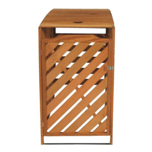 Expandable Wooden Trash Bin Cabinet with Lockable Lid